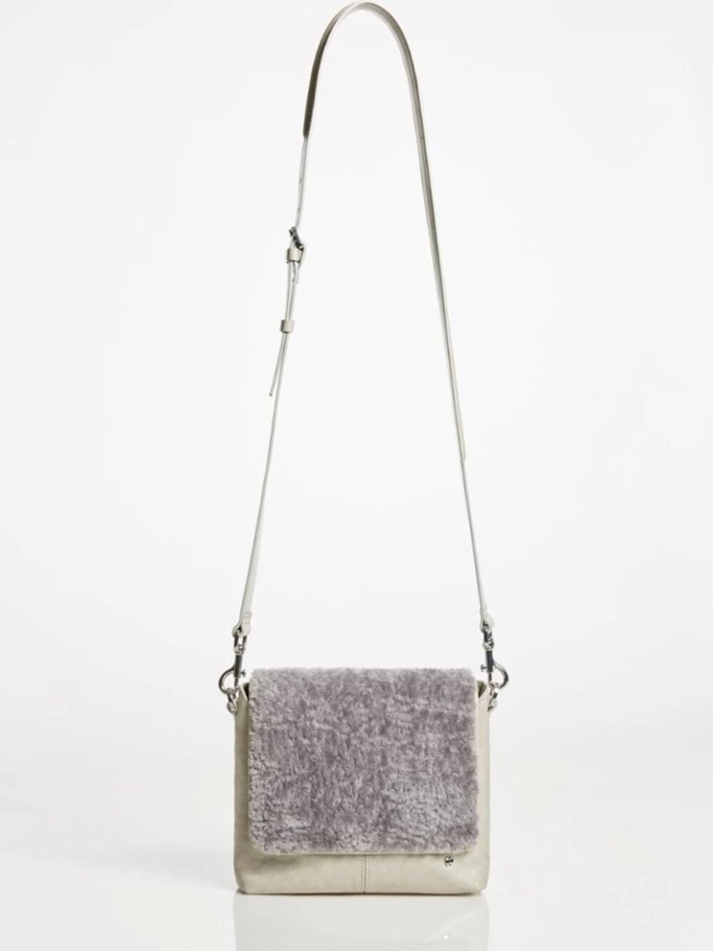 Halston Leather and Faux Fur Crossbody Bag NWT